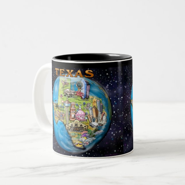 Caneca De Café Em Dois Tons Mug de Café de Dois Toneladas no Texas Planet (Frente Esquerda)