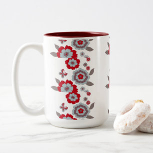 Caneca De Café Em Dois Tons Mug De Café De Flor Moderno Elegante