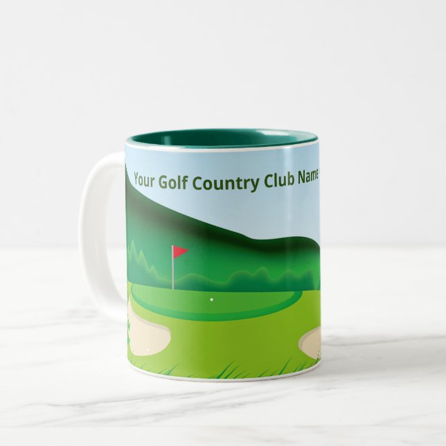 Caneca De Café Em Dois Tons Mug de café de golfe personalizado para golfistas  (Frente Esquerda)