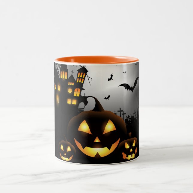 Caneca De Café Em Dois Tons Mug de Café de Halloween (Centro)