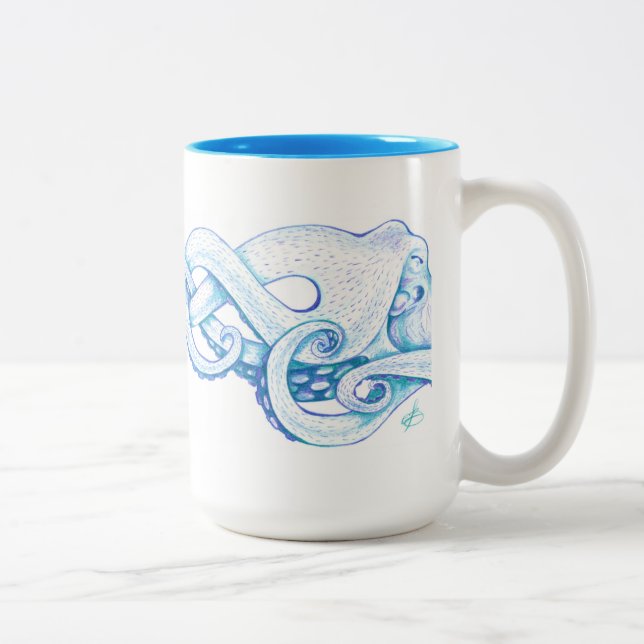 Caneca De Café Em Dois Tons Mug de café de polvo azul (Direita)