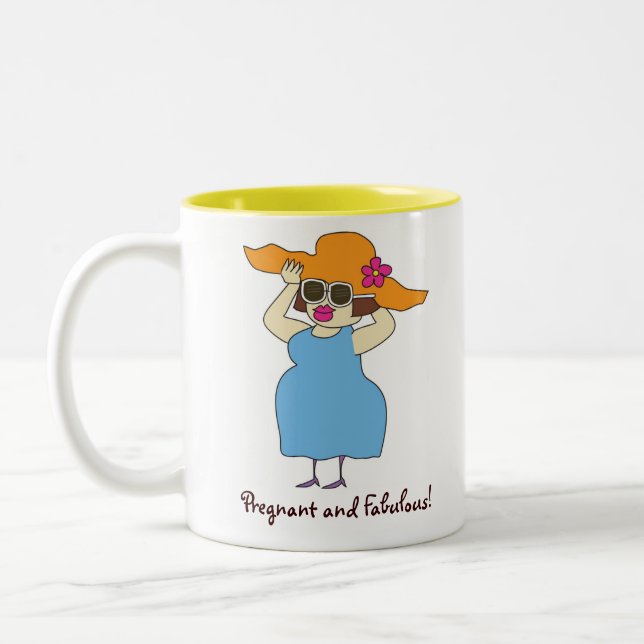 Caneca De Café Em Dois Tons Mug De Café Grávida E Fabulosa (Esquerda)