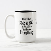 Mug de café humor feminino PMS e ESP