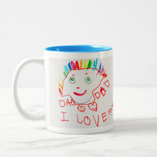Caneca De Café Em Dois Tons Mug de café personalizado com a arte do seu filho