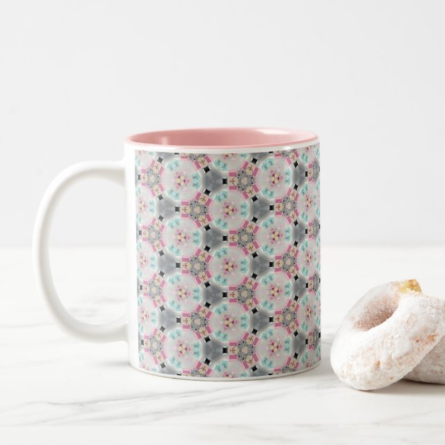 Caneca De Café Em Dois Tons Mug De Café Quinto, Silencioso, Retro Pink (Com Donut)
