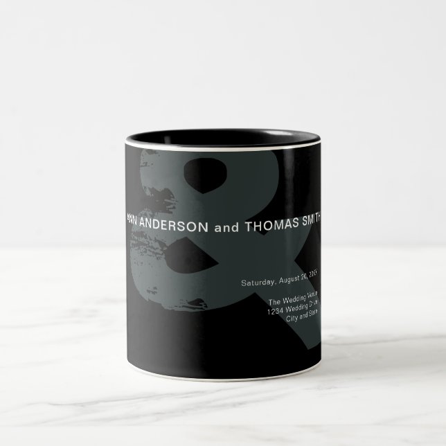 Caneca De Café Em Dois Tons Mug de Casamento Russo Moderno Ampersand (Centro)