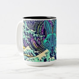 Caneca De Café Em Dois Tons Mug de Coelho Irritado