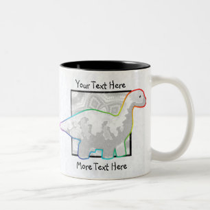 Caneca De Café Em Dois Tons Mug de Dinossauro com arco-íris