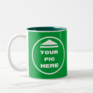 Caneca De Café Em Dois Tons Mug de dois tons - Adicionar imagem verde de caça