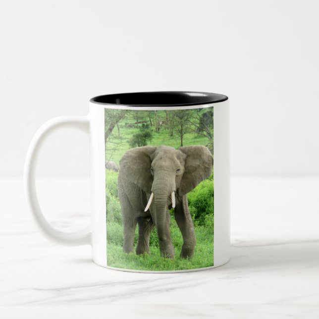 Caneca De Café Em Dois Tons Mug de Elefantes Africanos (Esquerda)