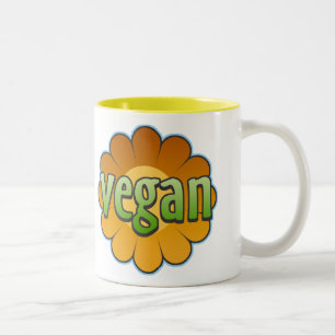 Caneca De Café Em Dois Tons Mug De Flor De Vegan