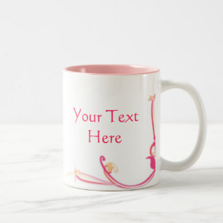 Caneca De Café Em Dois Tons Mug de Flor Rosa Personalizável
