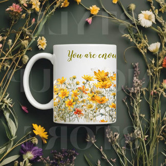 Caneca De Café Em Dois Tons Mug de Flores Selvagens Personalizadas