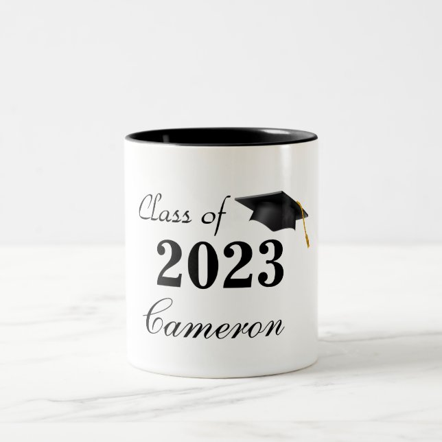 Caneca De Café Em Dois Tons Mug de Formando de Nome Personalizado (Centro)
