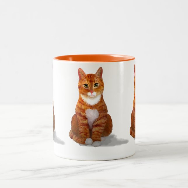 Caneca De Café Em Dois Tons Mug de Gato Comprimido Amarelo (Centro)