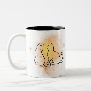 Caneca De Café Em Dois Tons Mug de Gato de Aquarela