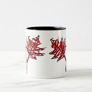 Caneca De Café Em Dois Tons Mug de Gráficos de Vetor de Folhas Vermelhas