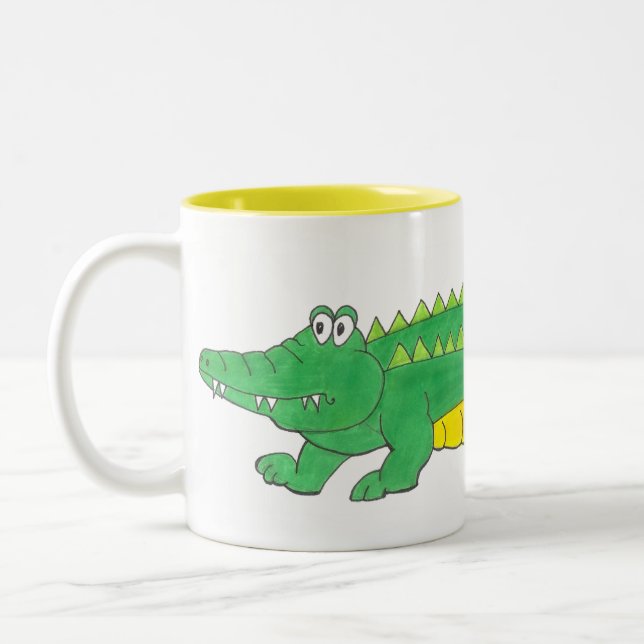 Caneca De Café Em Dois Tons Mug de jacaré verde e amarelo (Esquerda)