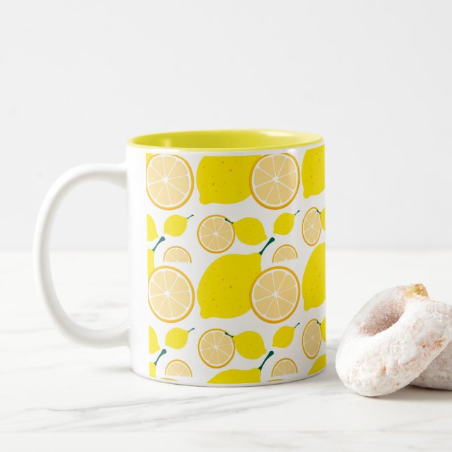 Caneca De Café Em Dois Tons Mug de limão amarelo (Com Donut)
