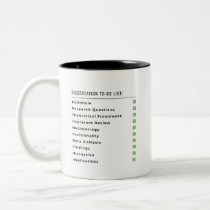 Caneca De Café Em Dois Tons Mug de lista de itens a fazer de dissertação