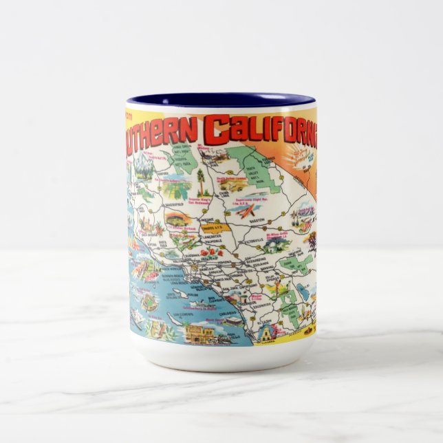Caneca De Café Em Dois Tons Mug de Mapa do Sul da Califórnia (Centro)