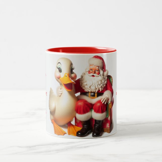 Caneca De Café Em Dois Tons Mug de Natal Ducky Personalizado (Centro)