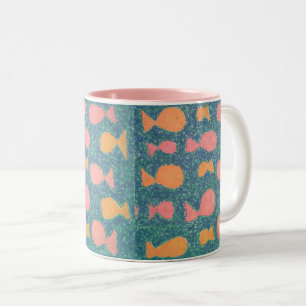 Caneca De Café Em Dois Tons Mug de padrão de peixe tropical