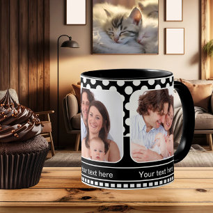 Caneca De Café Em Dois Tons Mug de quadro de foto retrô de Bolinhas branca e p
