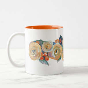 Caneca De Café Em Dois Tons Mug de Rosas Amarelas