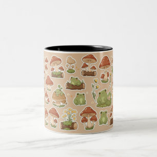 Caneca De Café Em Dois Tons Mug de Sapo Cottagecore - Mug de floresta de cogum