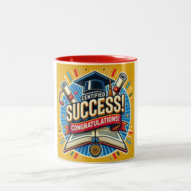 Caneca De Café Em Dois Tons Mug de sucesso certificado | Exam Parabéns Mug (Centro)