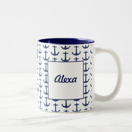Caneca De Café Em Dois Tons Mug de Tema Náutico Personalizado