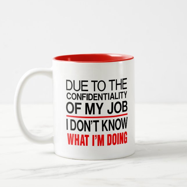 CANECA DE CAFÉ EM DOIS TONS MUG DE TRABALHO DE CONFIDENCIALIDADE (Esquerda)
