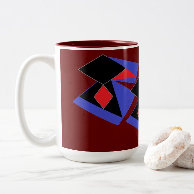 Caneca De Café Em Dois Tons Mug: Design abstrato (Com Donut)