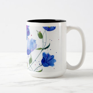 Caneca De Café Em Dois Tons Mug Designer De Aquarelas - Lindos Blues Vibrantes