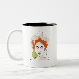 Caneca De Café Em Dois Tons Mug dessin femme "She World"