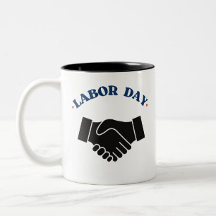 Caneca De Café Em Dois Tons Mug do Dia do Trabalho - Patriótico Vermelho, Bran