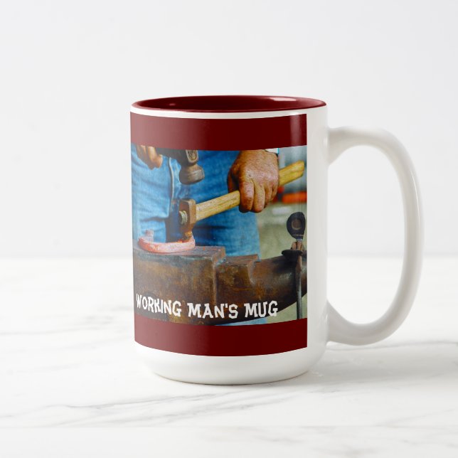 Caneca De Café Em Dois Tons Mug do Homem Trabalhador do Martelo e da Má (Direita)