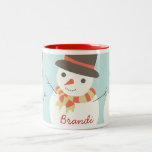 Caneca De Café Em Dois Tons Mug do Partido Snowman para Crianças Personalizada<br><div class="desc">Vetor Snowman design por Shelby Allison</div>