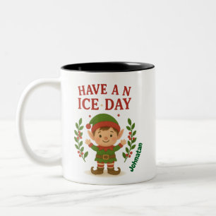 Caneca De Café Em Dois Tons Mug Elf de Natal Personalizado
