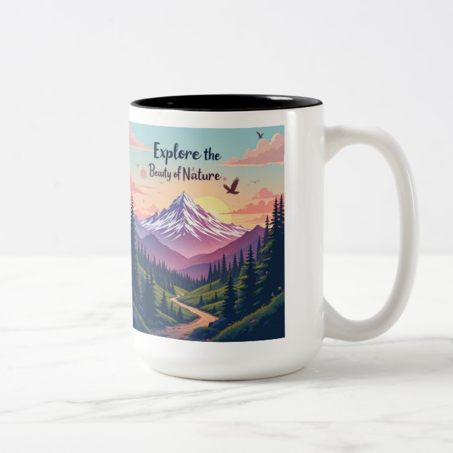 Caneca De Café Em Dois Tons Mug "Explore a beleza da natureza" (Direita)
