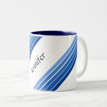 Mug - Faixa de Diagonal Azul com Nome