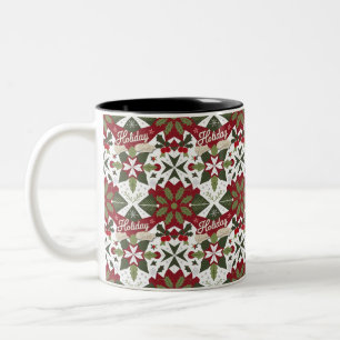 Caneca De Café Em Dois Tons Mug Festivo de "Cheer Holiday" com Flocos de Neve