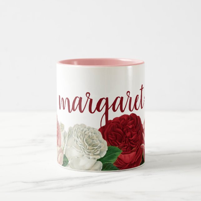 Caneca De Café Em Dois Tons Mug Floral de Café Moderno e Chic (Centro)