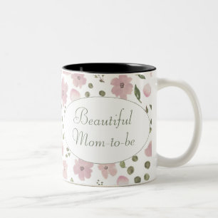 Caneca De Café Em Dois Tons Mug Floral Rosa Rosa-Rosa, Mãe-a-Ser-Mãe Moderna