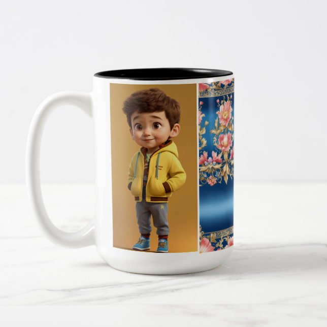 Caneca De Café Em Dois Tons Mug Geométrico Moderno - Drinkw Cerâmico Contempor (Esquerda)