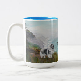 Caneca De Café Em Dois Tons Mug grande com Keeshond
