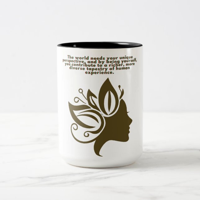Caneca De Café Em Dois Tons Mug Inspiracional Silhouette para mulheres com pot (Centro)