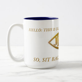 CANECA DE CAFÉ EM DOIS TONS MUG JESUS FISH BLAC INTERIOR DOURADO EMBLEM SOBRE
