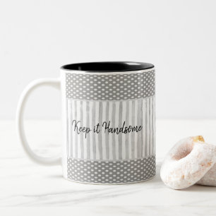 Caneca De Café Em Dois Tons Mug Mantenha-o bonitão Stripe Polkadot
